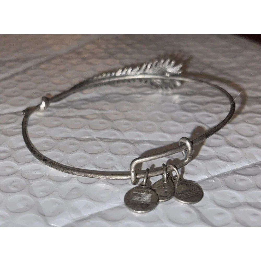Alex and Ani Quill Feather Gold Expandable Bangle Bracelet